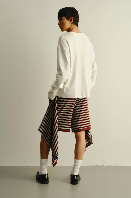 KADAKADA Sweater-Reworked Striped Knit Shorts