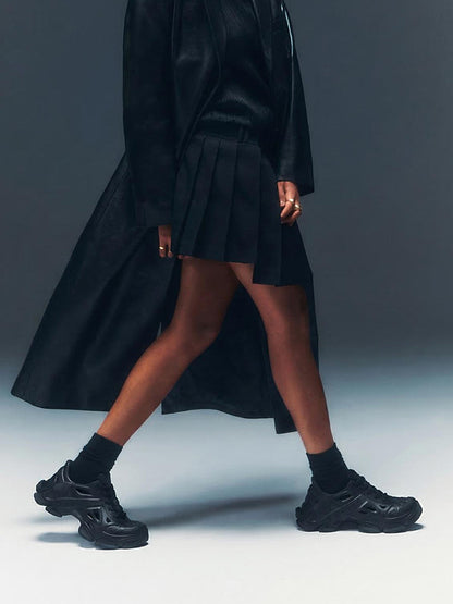Black Time-Space Platform Clog Sneakers