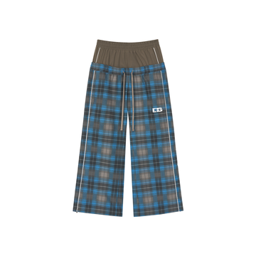 SAVAGEGROWTHWORLD Plaid Double-Waistband Straight-Leg Pants