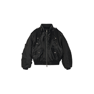 SAVAGEGROWTHWORLD Embroidered Ruched-Sleeve Reflective-Stripe Bomber