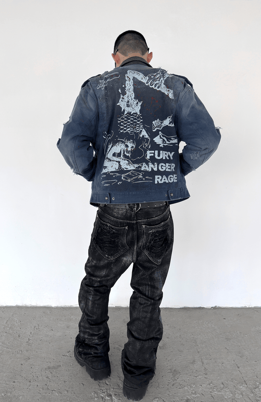 TECNINEGROUP Distressed Grunge Denim Jacket