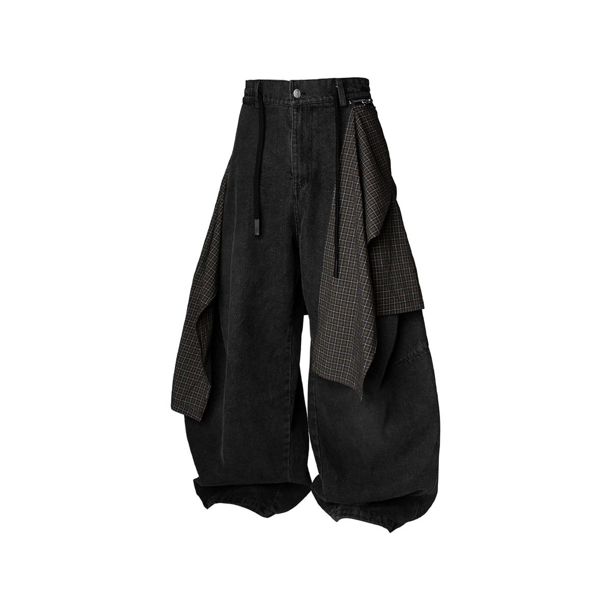 RELABEL Detachable Drape Drawstring Baggy Jeans Black