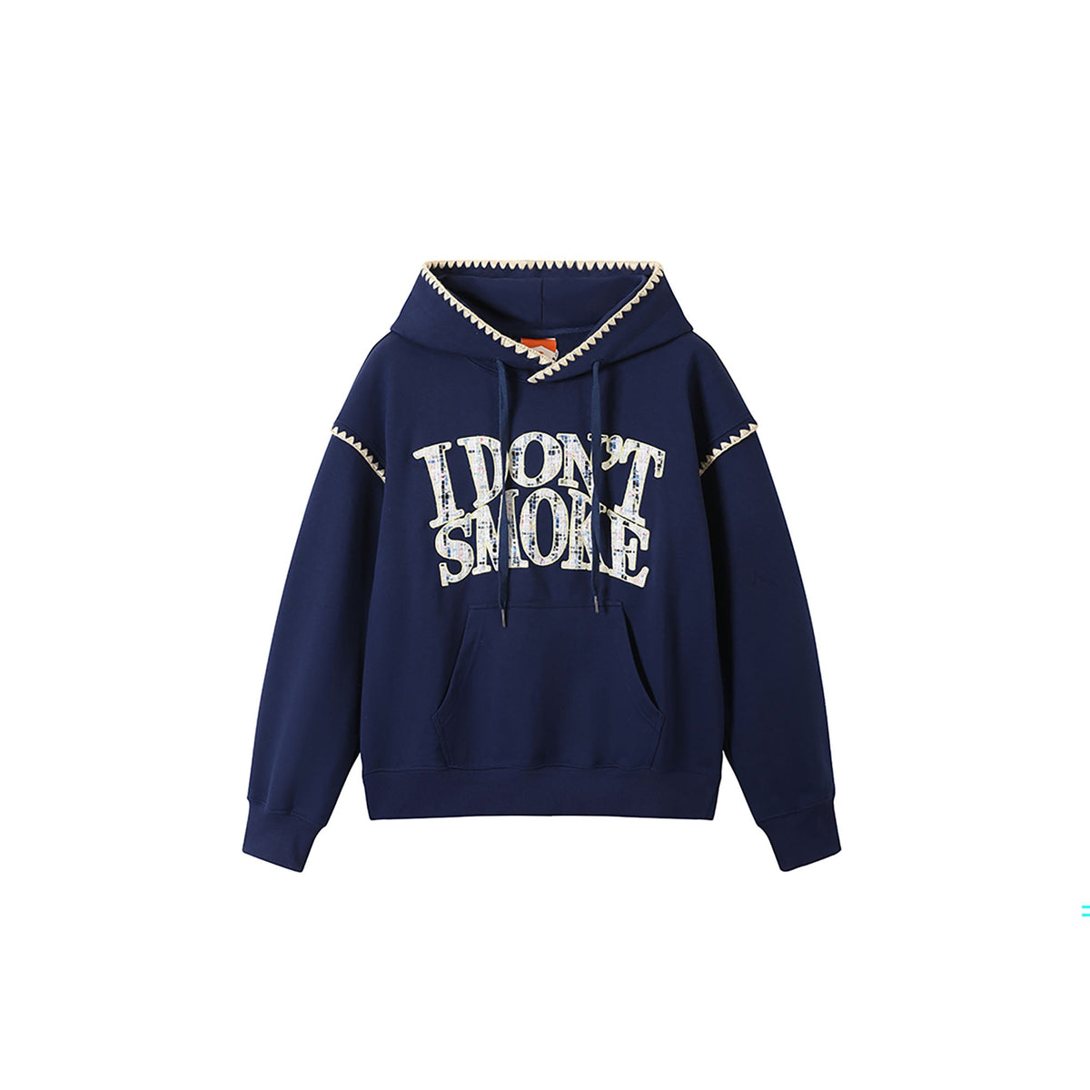 DONSMOKE Retro Embroidered Patch Whipstitch Hoodie