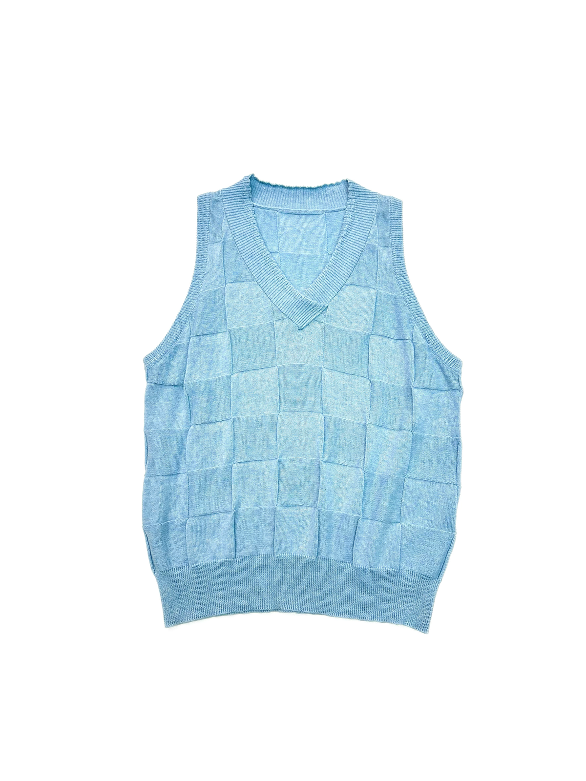 KADAKADA Checkerboard V-Neck Knitted Vest