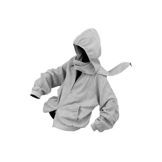 RELABEL Detachable Hood Crinkled Oversized Jacket Gray