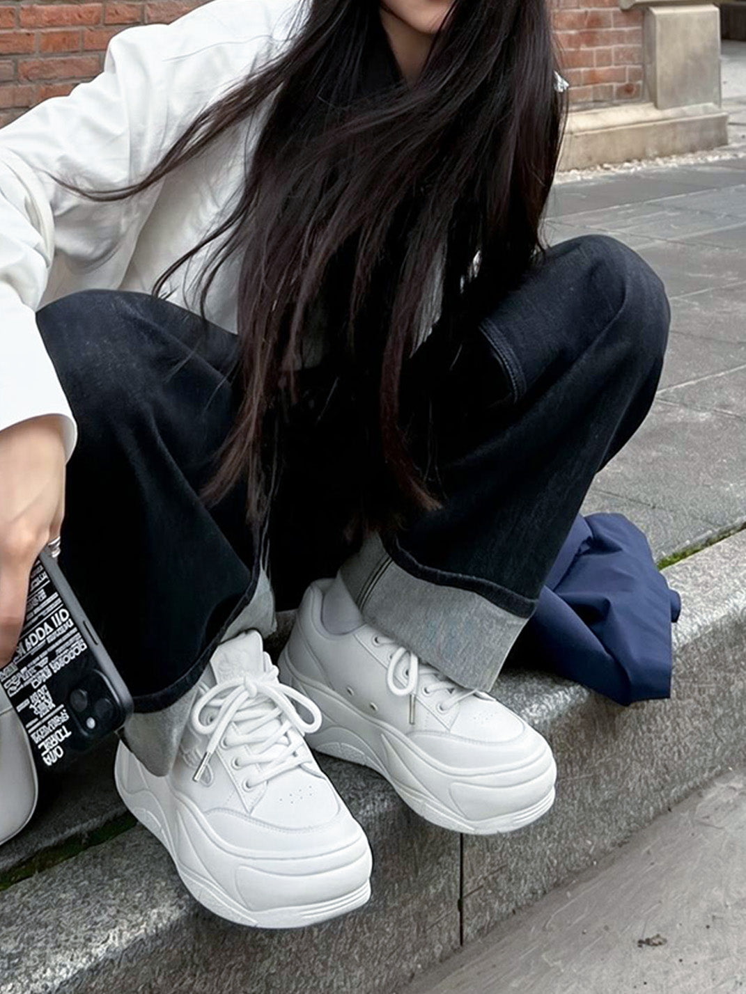 White WiFi 2.0 Wave Leather Platform Sneakers