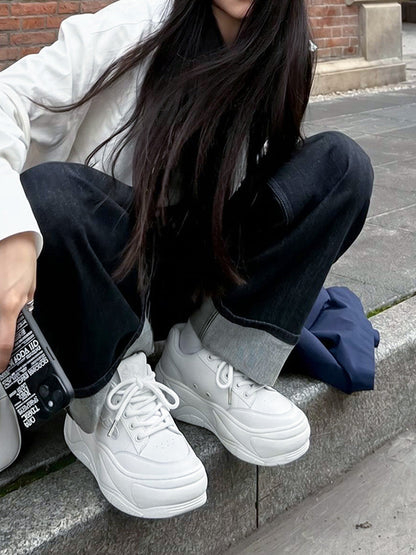 White WiFi 2.0 Wave Leather Platform Sneakers