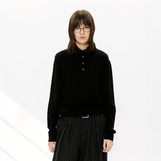 KREATE Double-Collar Wool-Blend Knit Polo