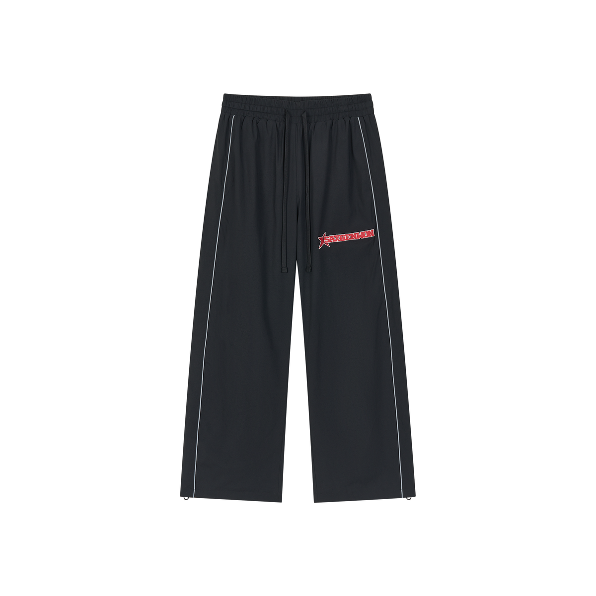 SAVAGEGROWTHWORLD Embroidered Logo Piped Straight-Leg Pants
