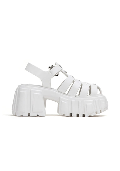 Black Chunky-Heel Roman Platform Sandals