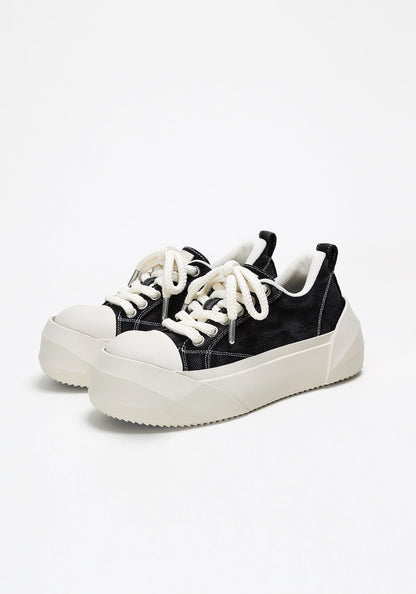 Denim Bare Look Washed Platform Sneakers