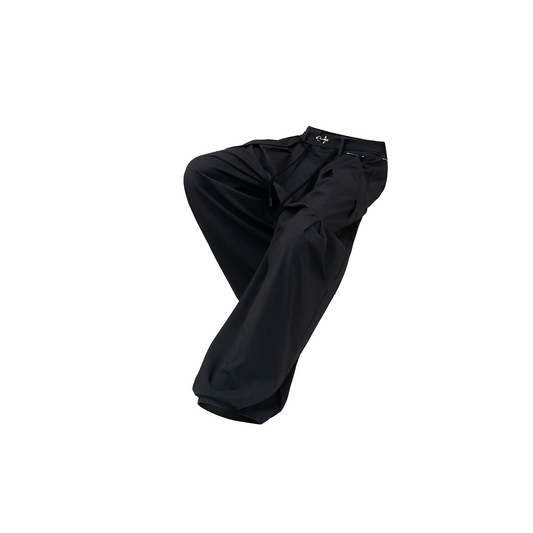 RELABEL Pleated Wide-Leg Elasticated Belt Trousers