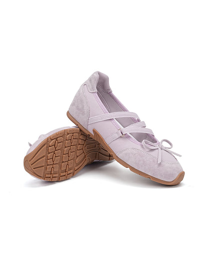 Mary Jane Ballet Sneakers With Bow Detail