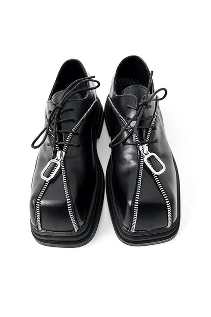 Punk Zipper Platform Derby Shoes - EU Only