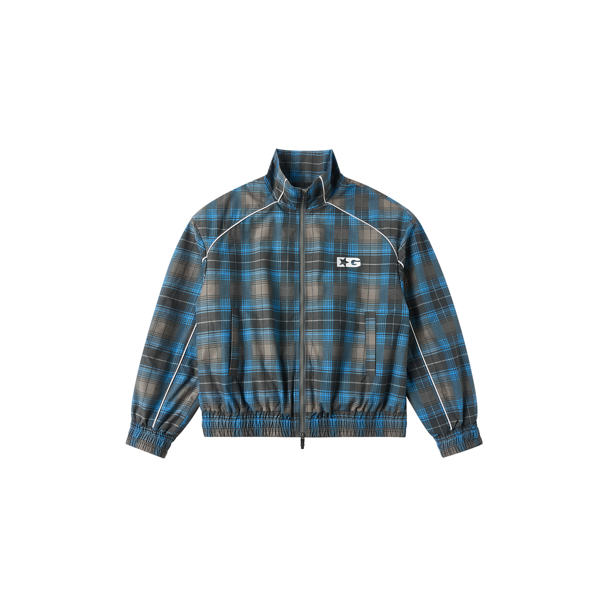 SAVAGEGROWTHWORLD Plaid Stand-Collar Jacket