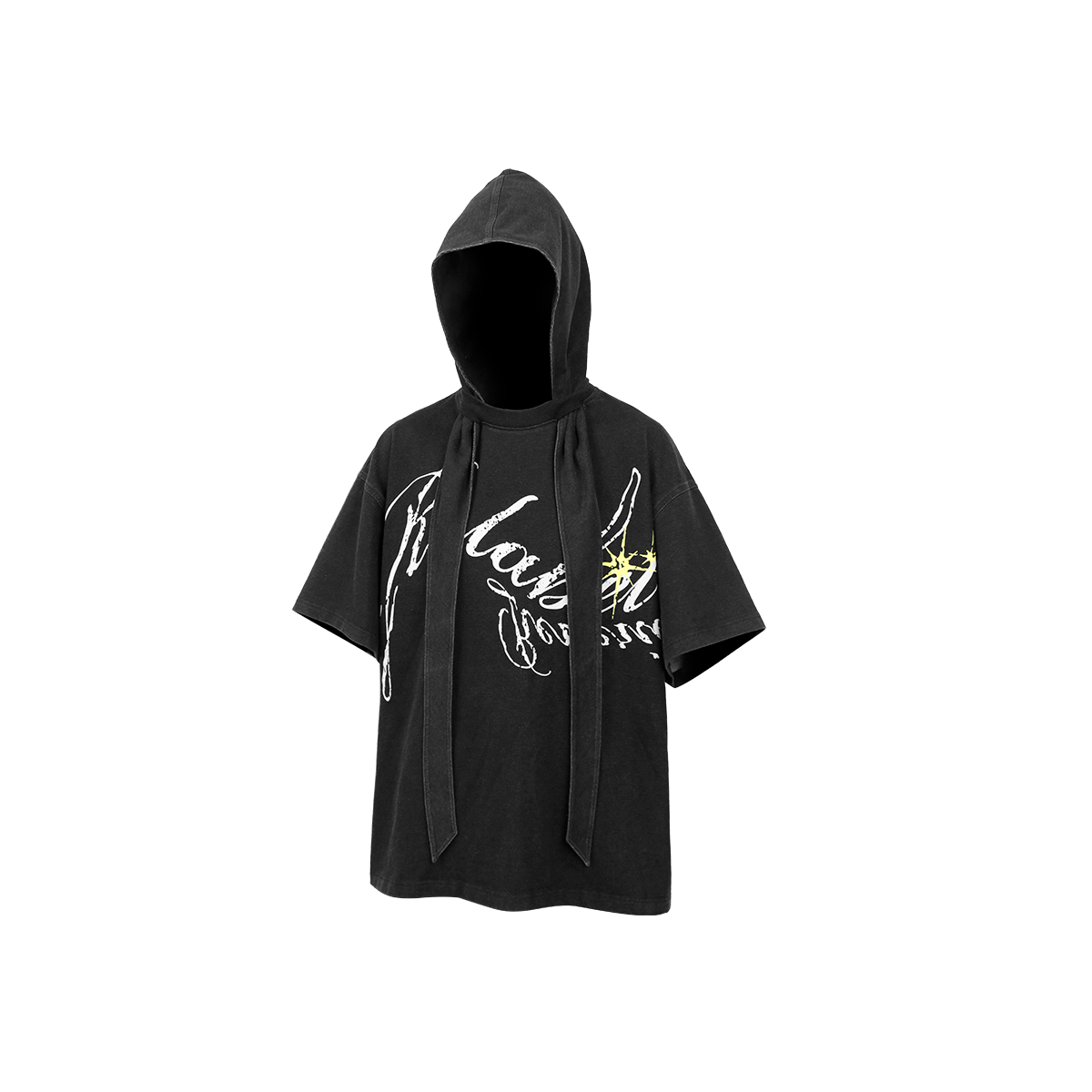 RELABEL Detachable Hood Washed Denim Tee