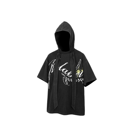 RELABEL Detachable Hood Washed Denim Tee
