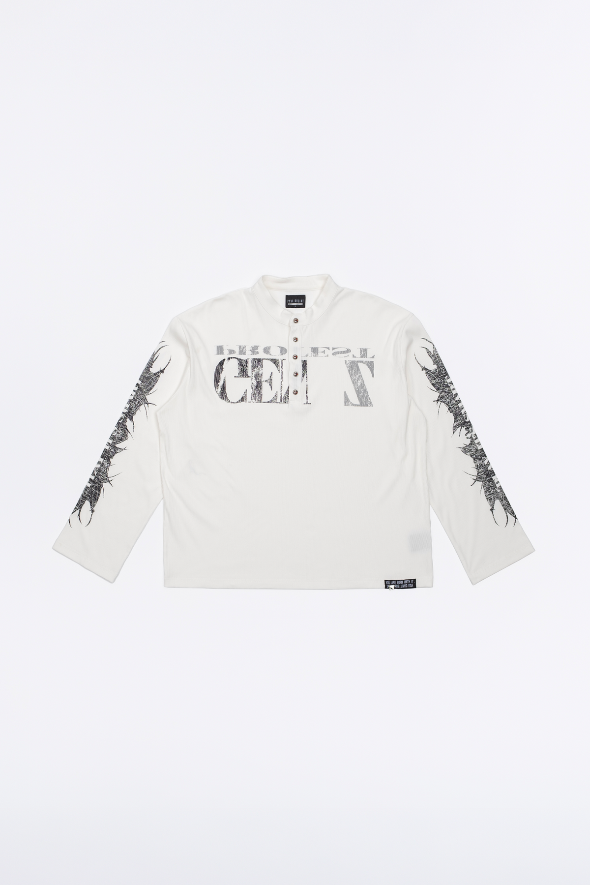 FVVO Ribbed Printed Henley Long Sleeve