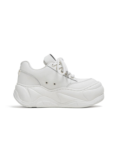White WiFi 2.0 Wave Leather Platform Sneakers
