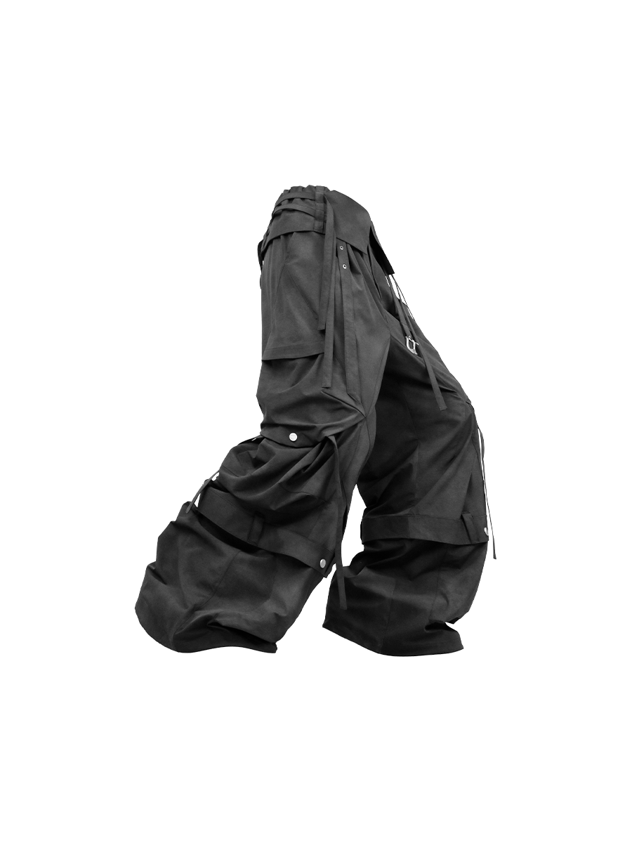 RELABEL Detachable Ruched Inverted Waist Cargo Pants