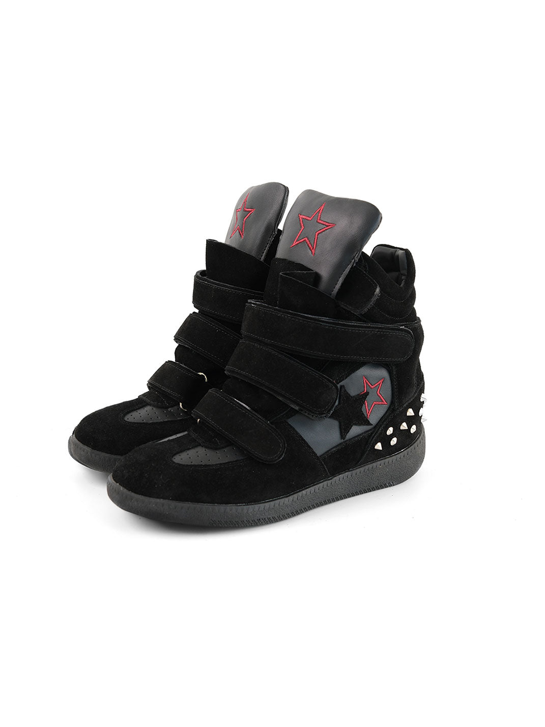 Velcro Leather Hidden-Wedge Sneakers