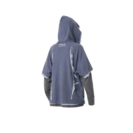 RELABEL Detachable Snood Hood Spliced Long-Sleeve Tee
