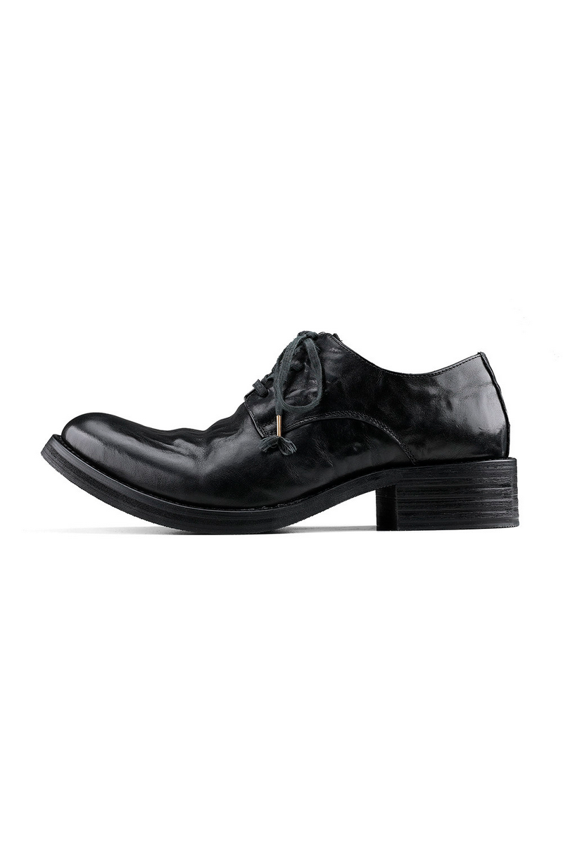 Wrinkled Leather Derby Shoes