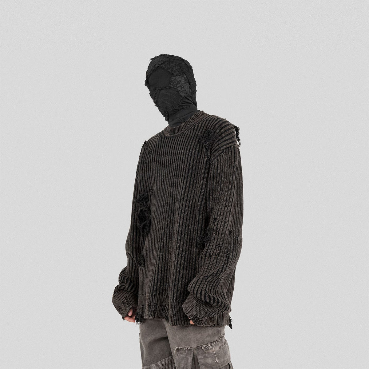 UNDERWATER Wasteland Ripped Sweater Charcoal