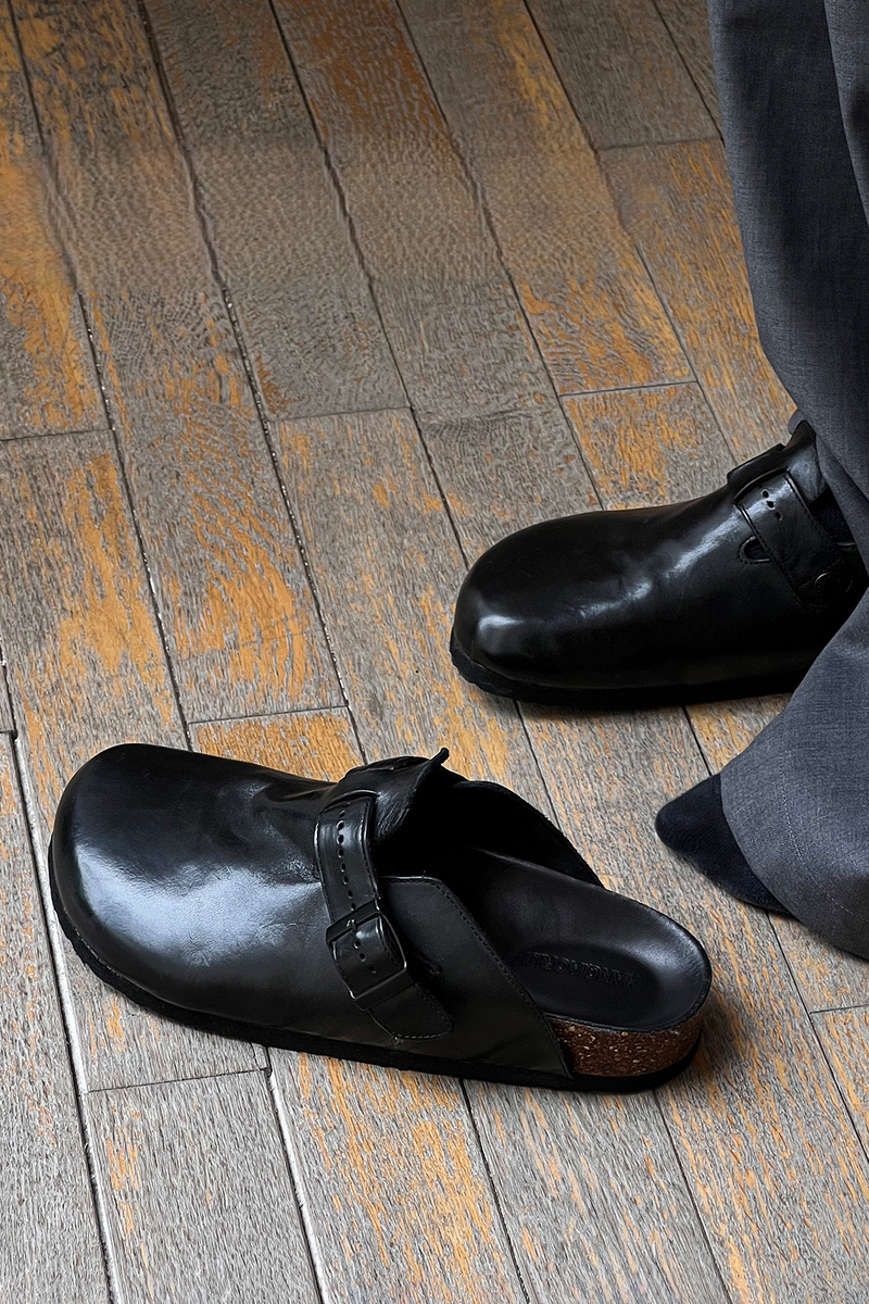 Washed Horsehide Mule Sandals