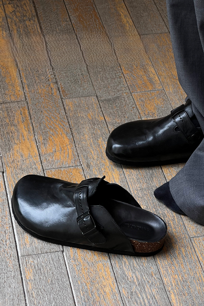 Washed Horsehide Mule Sandals