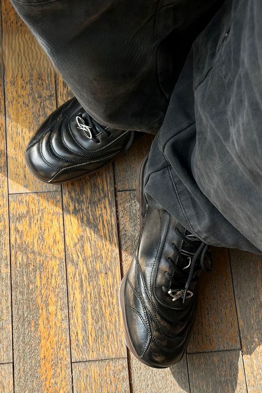 Retro Leather Racing Sneakers