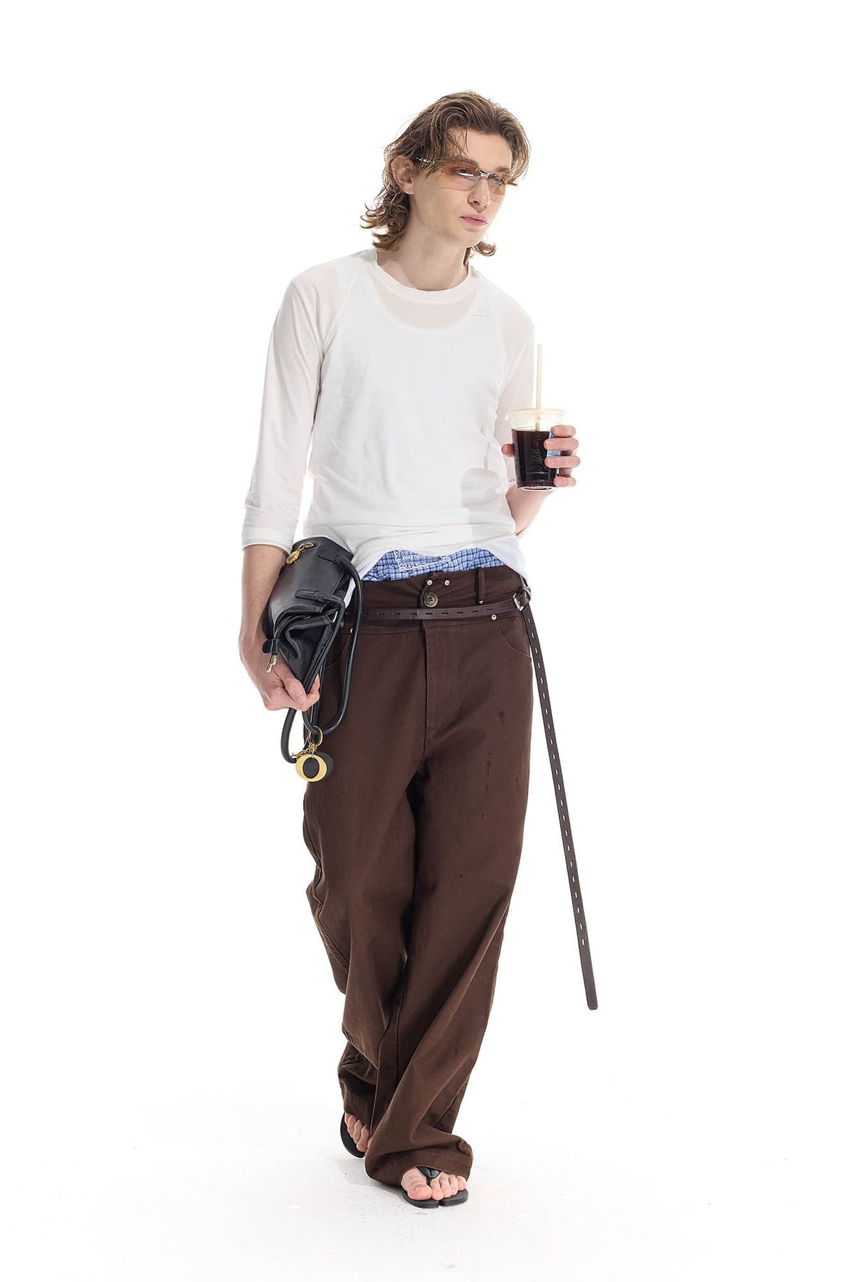 WHISTLEHUNTER Distressed Rivet Straight-Leg Pants