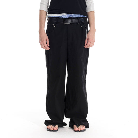 WHISTLEHUNTER Distressed Rivet Straight-Leg Pants