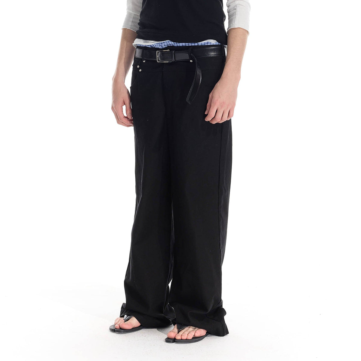 WHISTLEHUNTER Distressed Rivet Straight-Leg Pants