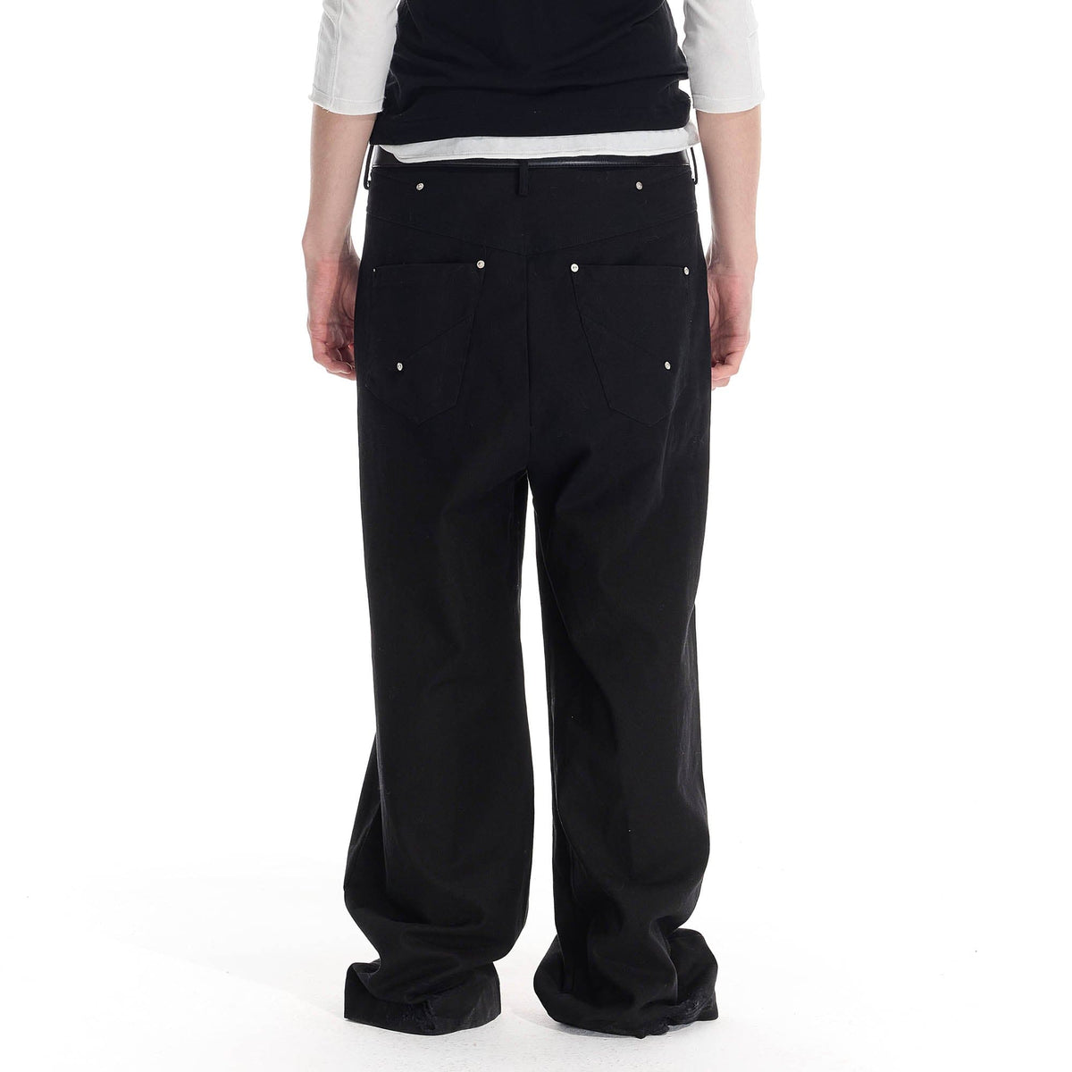 WHISTLEHUNTER Distressed Rivet Straight-Leg Pants