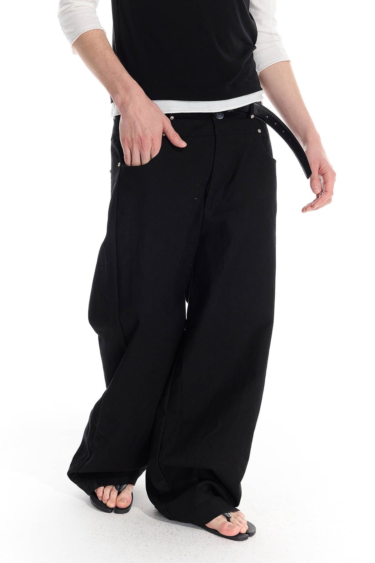 WHISTLEHUNTER Distressed Rivet Straight-Leg Pants