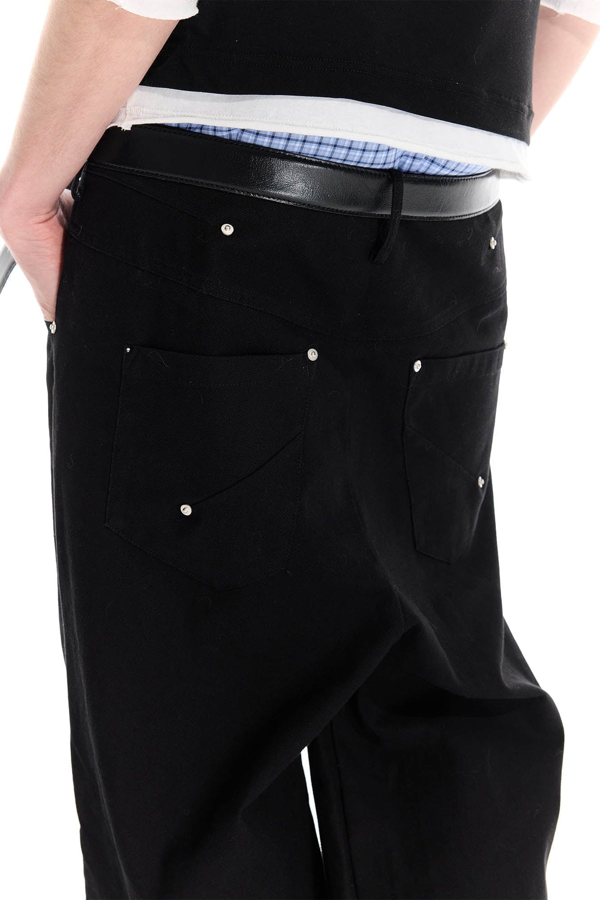 WHISTLEHUNTER Distressed Rivet Straight-Leg Pants