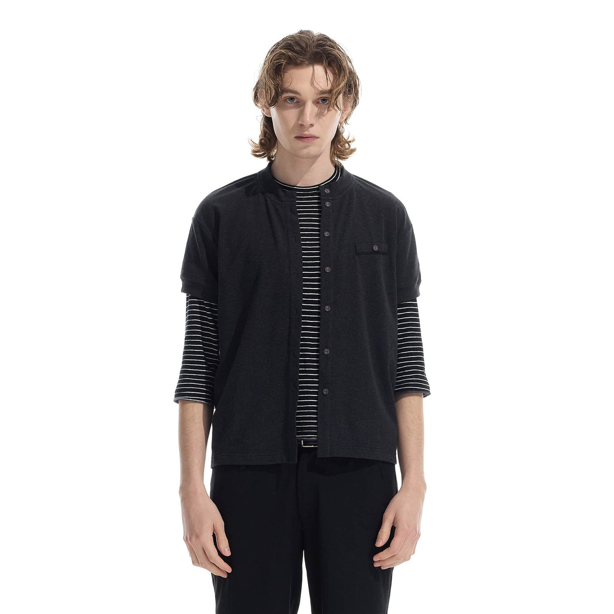 WHISTLEHUNTER Essential Wool-Blended Pocket Short-Sleeve Cardigan