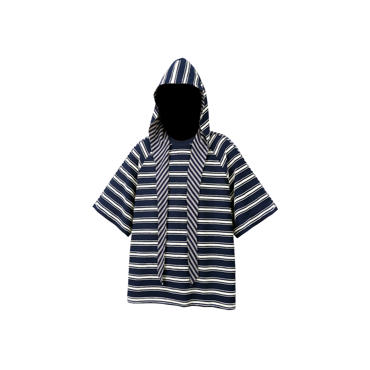 RELABEL Striped Wool-Blend Detachable Hood Tee