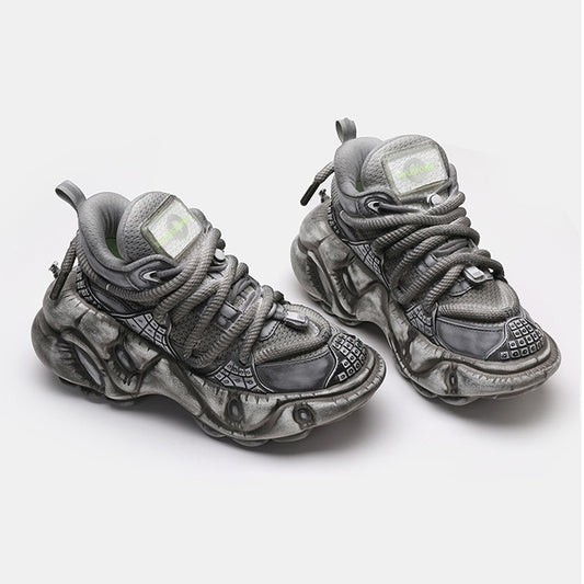 Grey silver dull color gimmick wide sneakers  HL3124