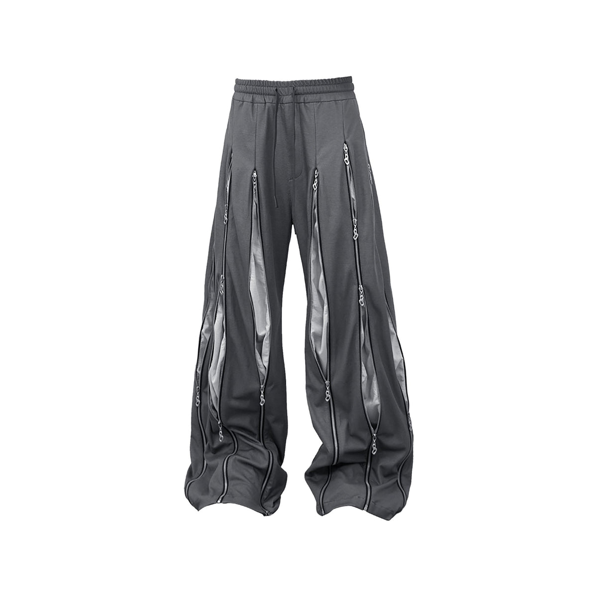 RELABEL Layered Multi-Zip Drawstring Sweatpants Gray
