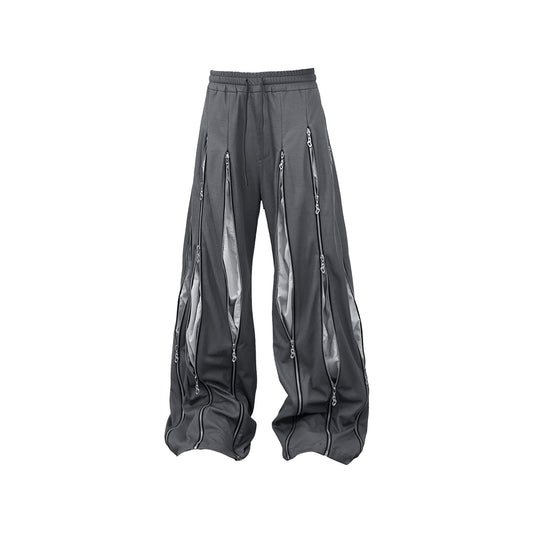 RELABEL Layered Multi-Zip Drawstring Sweatpants Gray
