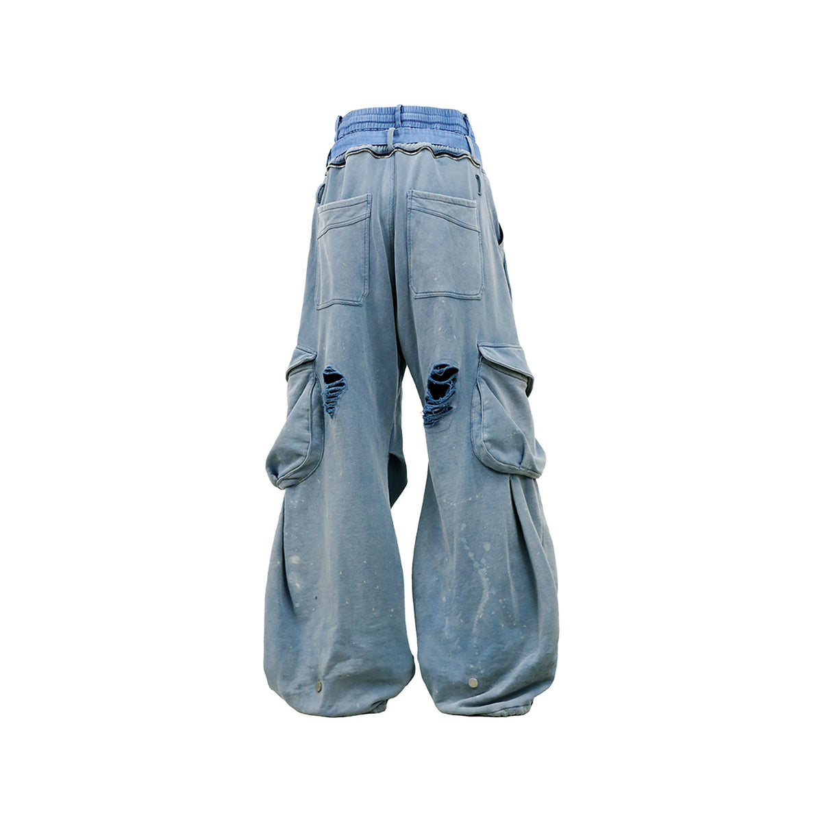 RELABEL Distressed Splatter Double-Waist Cargo Pants