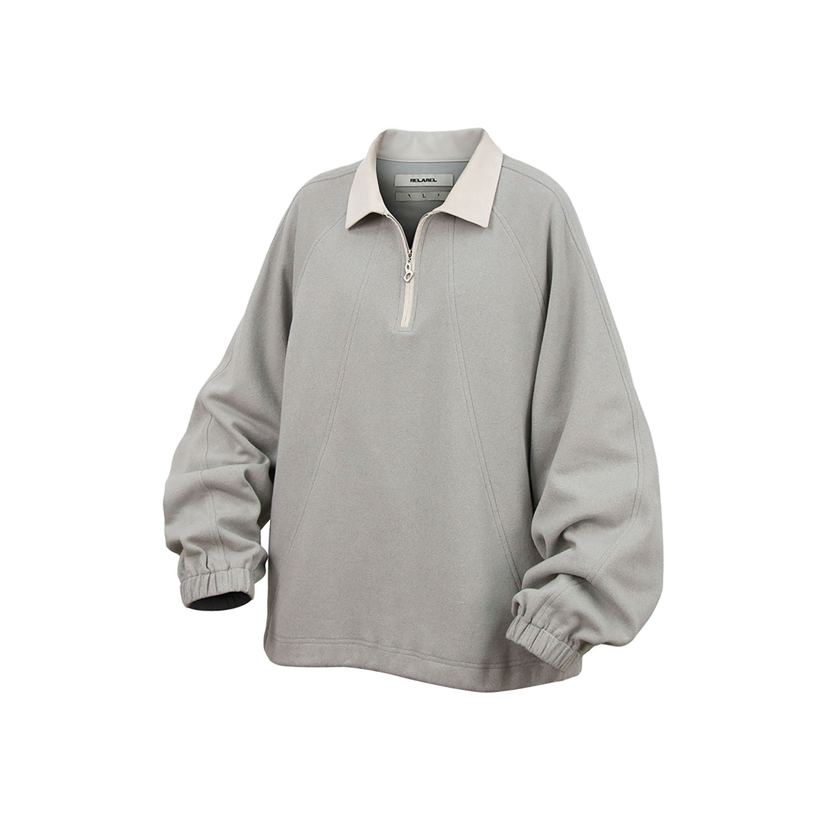 RELABEL Raglan Drawstring-Hem Polo Sweatshirt