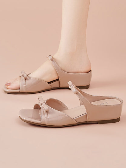 Bow Wedge Slide Sandals