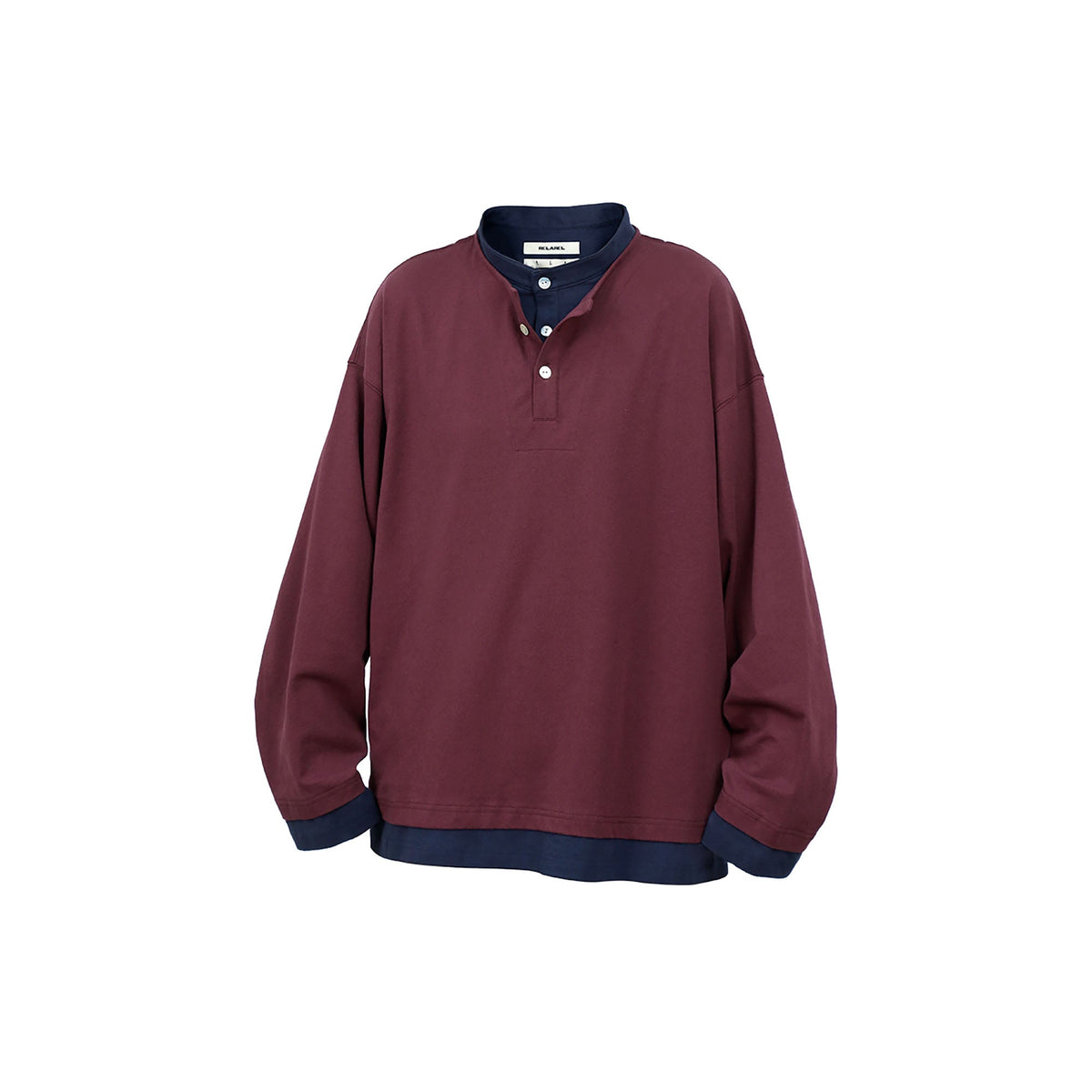 RELABEL Contrast Layered Henley Long-Sleeve Tee