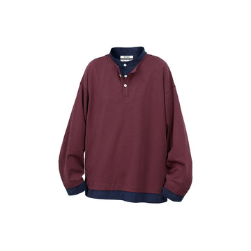 RELABEL Contrast Layered Henley Long-Sleeve Tee