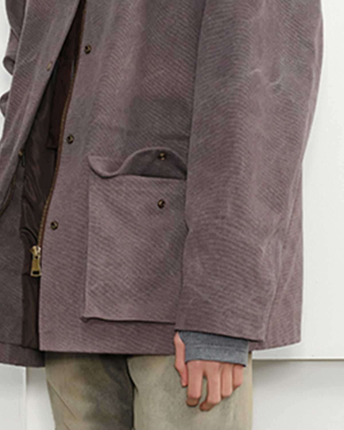 KREATE Aged Canvas Spliced Big-Pocket Jacket