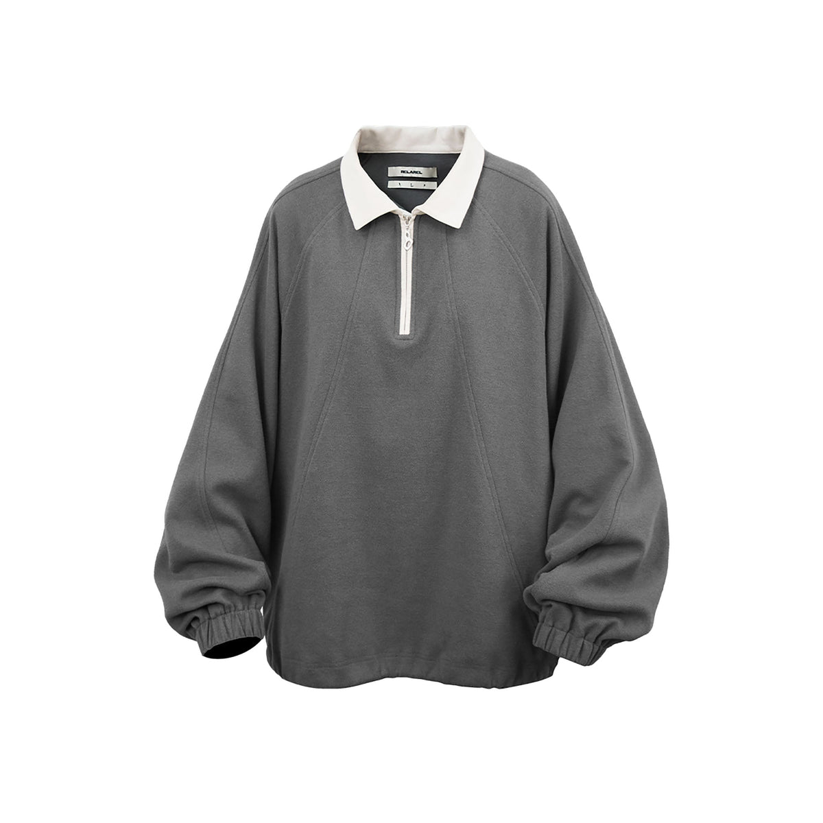 RELABEL Raglan Drawstring-Hem Polo Sweatshirt