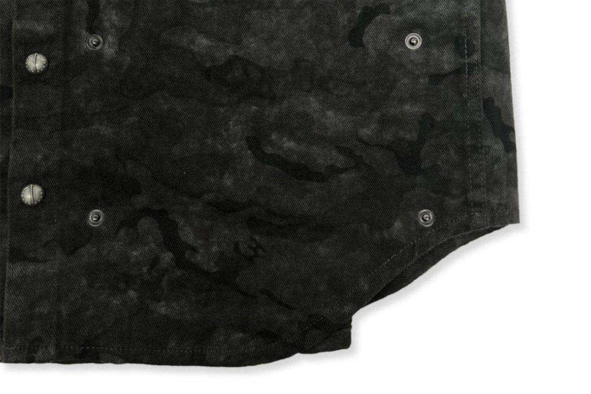 TECNINEGROUP Detachable Hood Star-Rivet Camo Jacket